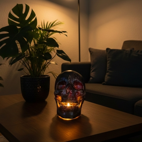 Handmade Other - HANDCRAFTED Upcycled Plastic Skull Head HANDPAINTED Tabletop Art Decor Halloween